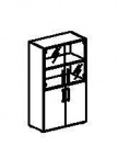 Шкаф для документов, 2 двери ДСП, 2 двери стеклян. 854x442x1455 / МХ1042