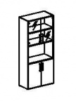 Шкаф для документов, 2 двери ДСП, 2 двери стеклян. 854x442x1967 / МХ1061