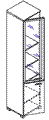 Шкаф узкий, две дверцы 1-ая ДСП, 2-ая стекло в алюминиевой рамке 420x428x2094 / сп-331