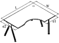 Стол эргономичный на метал. циркулеобр. опорах, правый 1600x1200x750 / фр-083