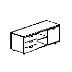 Тумба мобильная с 3-мя ящиками и дверью 1416x550x600 / PMC1457